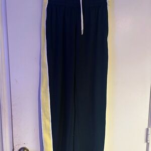 Navy Track Jogger Pants with White Side Stripe